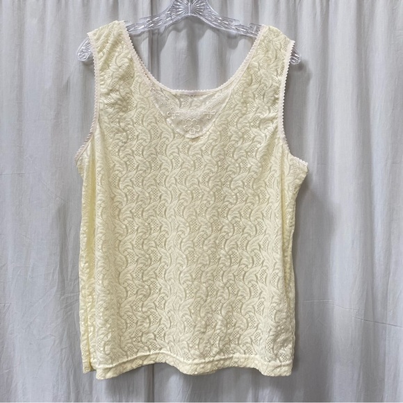 Creamy Butter Yellow Stretch lace Cami tank top camisole under layer 1X 2X - Picture 4 of 4